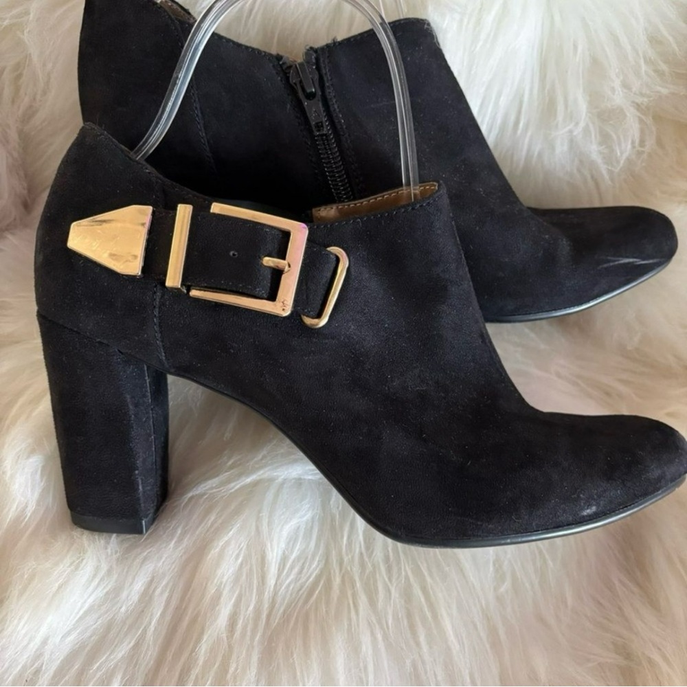 Aerosoles Black Effortless Ankle Faux Suede Bootie Shoes Size 7.5